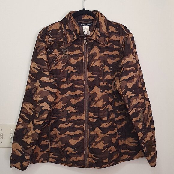 Vintage Marina Rinaldi Sport Camouflage Quilted Jacket - Picture 1 of 10
